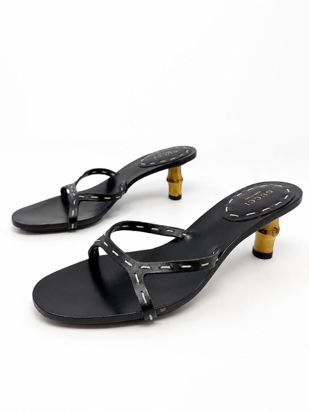 Gucci Tom Ford Bamboo Kitten Heel Sandals Womens Size US 5